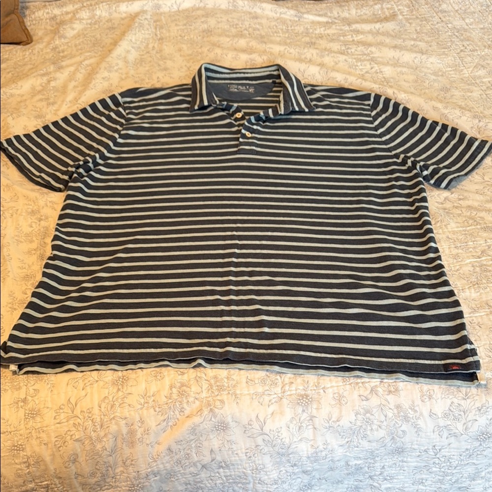 Faherty Men's Striped Blues Short Sleeve Polo Shirt XXL